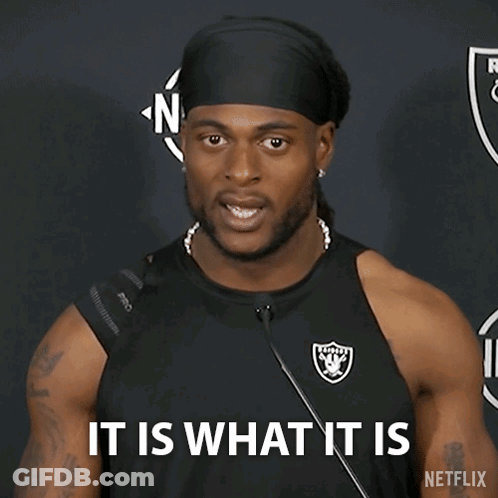Man In Raiders Jersey Saying It Is What It Is GIF