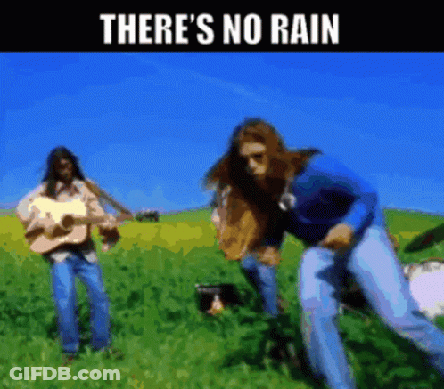 Man In Rain Arms Outstretched Saying Please Stop Raining GIF