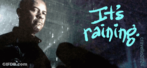 Man In Rain Saying It's Raining GIF