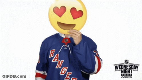 Man In Rangers Jersey Holding Heart Emoji GIF