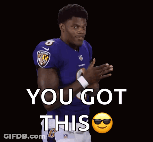 Man In Ravens Jersey Clapping And Saying You Got This GIF
