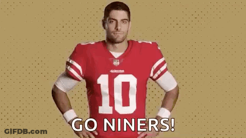 Man In Red 49Ers Jersey Saying Go Niners GIF