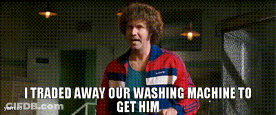 Man In Red Adidas Jacket Says I Traded Away Our Washing Machine GIF