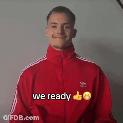 Man In Red Adidas Jacket Thumbs Up GIF