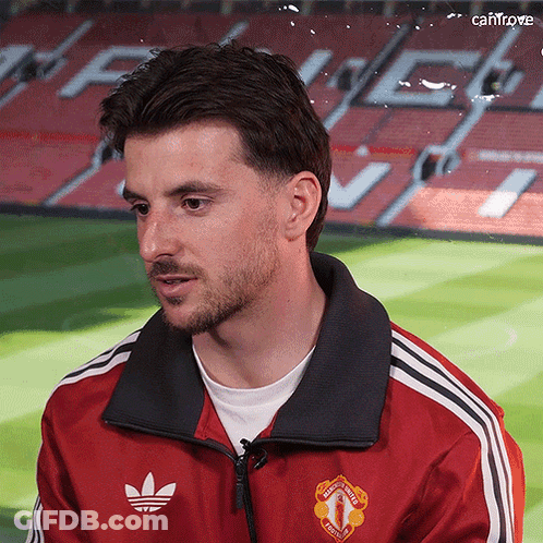 Man In Red Adidas Jacket With Manchester United Logo GIF