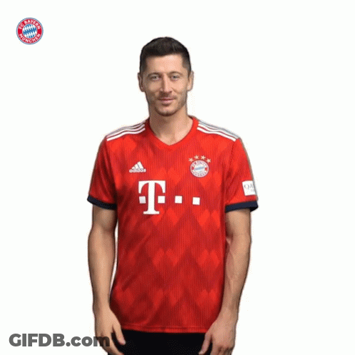 Man In Red Adidas Shirt Waving GIF