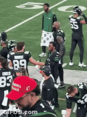 Man In Red America Again Hat Shakes Hands With Football Players GIF
