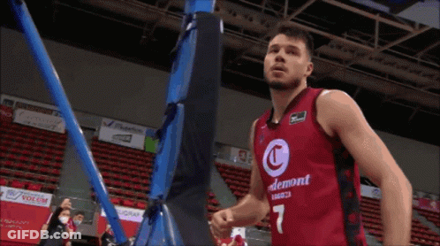 Man In Red And Black Basketball Jersey Number 7 GIF