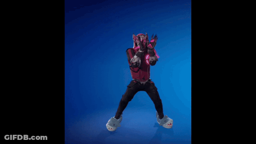 Man In Red And Black Outfit Holding Pink Lightning Sword GIF