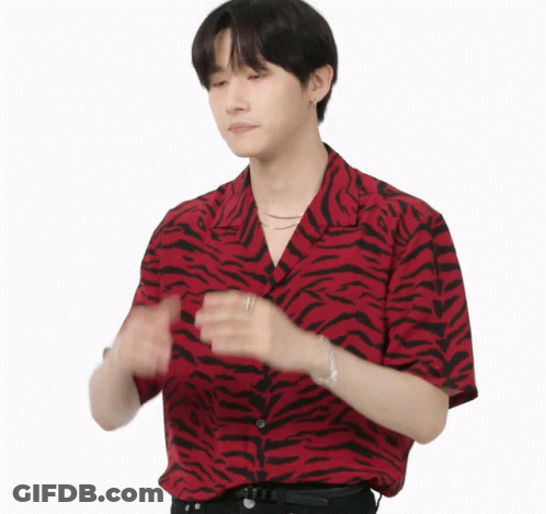 Man In Red And Black Tiger Print Shirt GIF