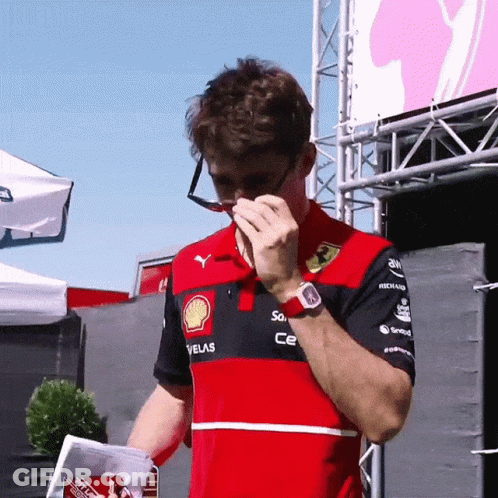 Man In Red And Black Velas Shirt GIF