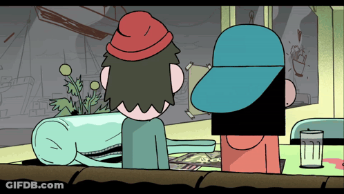 Man In Red And Blue Hats Talking To Another Man GIF