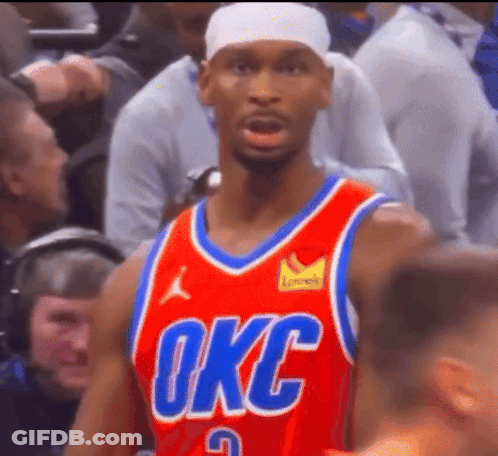 Man In Red And Blue OKC Jersey GIF