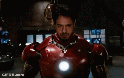 Man In Red And Gold Iron Man Suit GIF
