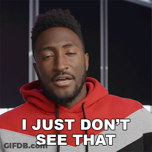 Man In Red And Gray Hoodie Saying I Just Don't See That GIF
