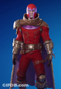 Man In Red And Purple Costume Holding Red Shield Number 11 GIF