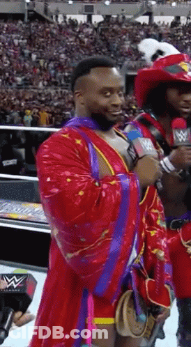 Man In Red And Purple Robe Talking Into Microphone GIF