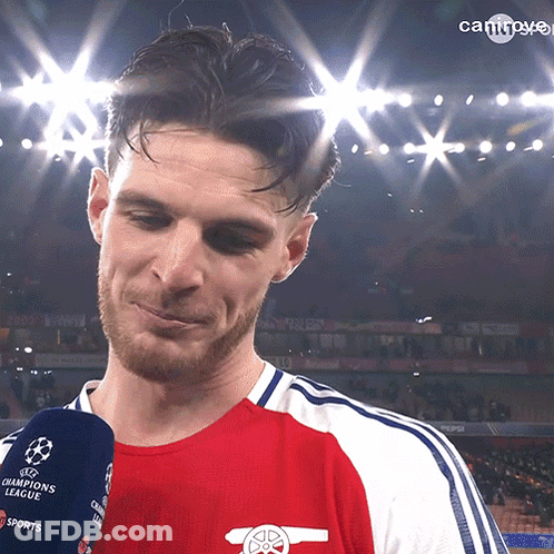 Man In Red And White Champions League Shirt GIF