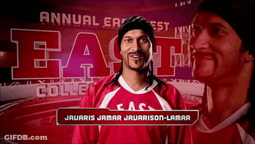 Man In Red And White East College Shirt GIF