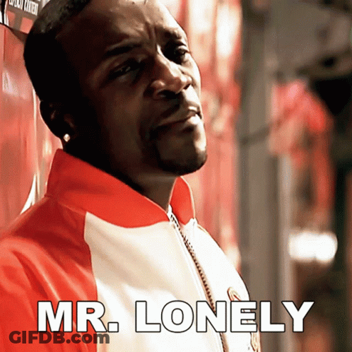Man In Red And White Jacket With Mr. Lonely GIF