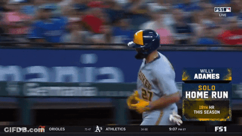 Man In Red And White Jersey At Scoreboard GIF