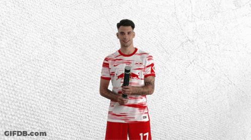 Man In Red And White Jersey With Bull GIF