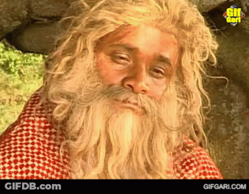 Man In Red And White Plaid Shirt With Blonde Wig And Beard GIF