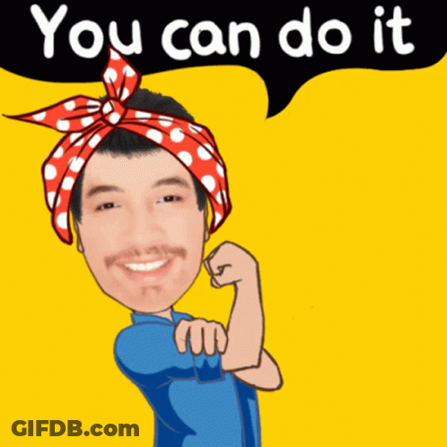 Man In Red And White Polka Dot Headband Saying You Can Do It GIF