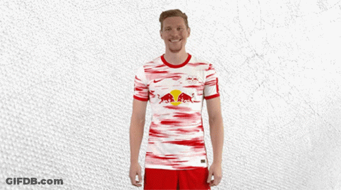 Man In Red And White RB Leipzig Jersey GIF
