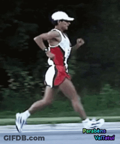 Man In Red And White Running GIF