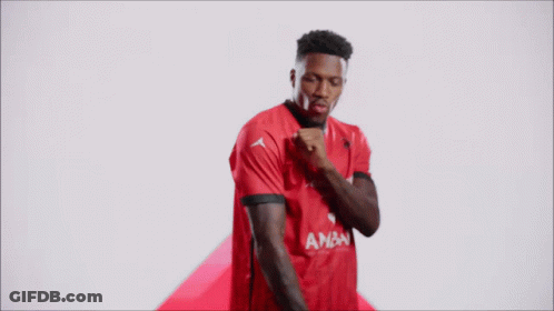 Man In Red And White Shirt With Aon GIF