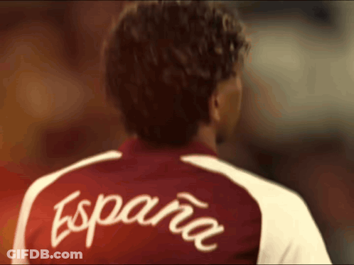 Man In Red And White Spain Shirt GIF