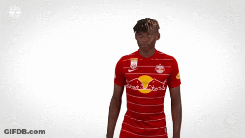 Man In Red And White Striped Jersey With Red Bull GIF