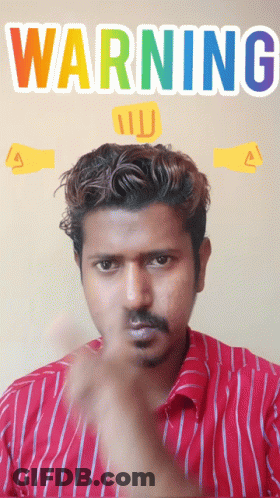 Man In Red And White Striped Shirt Funny Face Warning Sign GIF