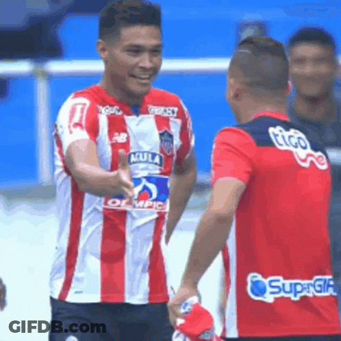 Man In Red And White Striped Shirt With Guila GIF
