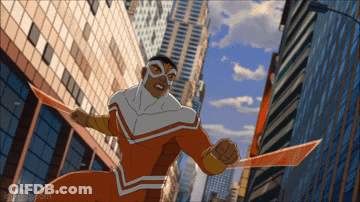 Man In Red And White Superhero Outfit GIF