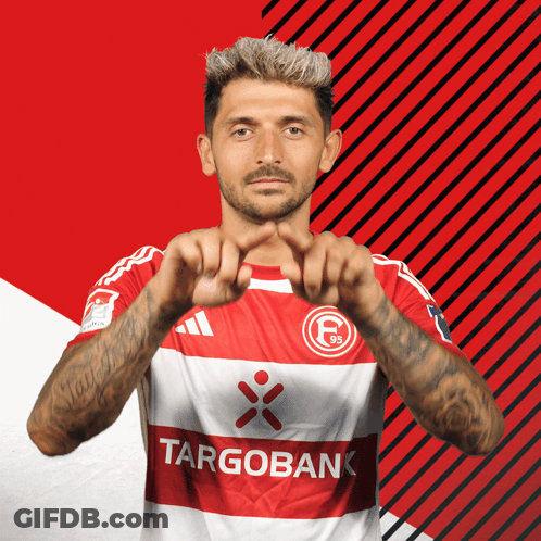 Man In Red And White Targobank Soccer Jersey GIF