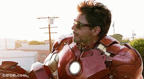 Man In Red Armor With Sunglasses GIF