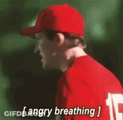 Man In Red Baseball Cap Angry Breathing GIF