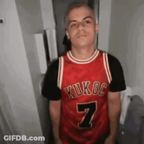 Man In Red Basketball Jersey Number 7 GIF