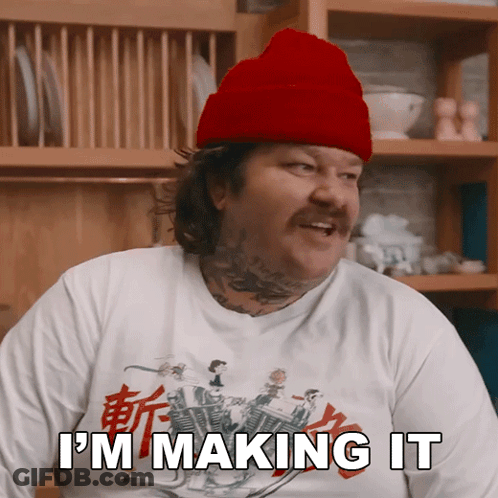 Man In Red Beanie And White Shirt Saying I'm Making It GIF