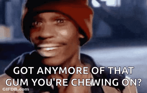 Man In Red Beanie Saying Got Any More Gum GIF