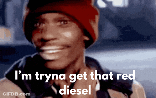 Man In Red Beanie Saying Trying To Get Red Diesel GIF