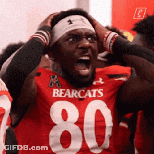 Man In Red Bearcats Jersey Number 80 GIF