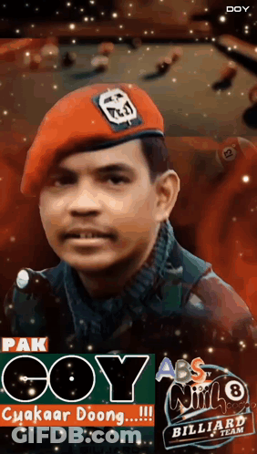 Man In Red Beret Standing By Pool Table GIF