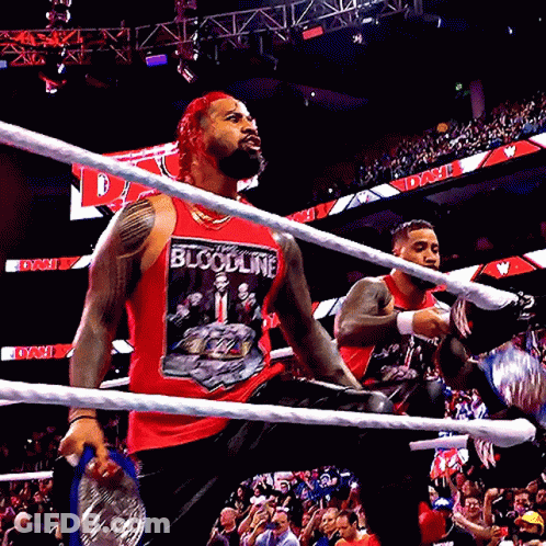 Man In Red Bloodline Tank Top In Ring GIF