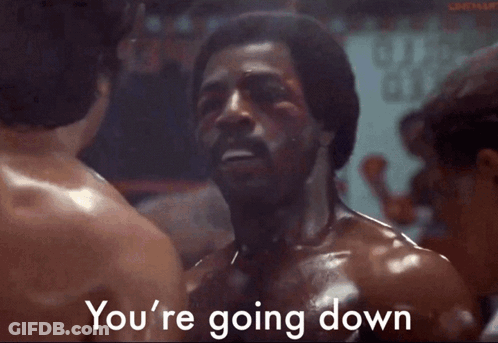 Man In Red Boxing Gloves Saying You're Going Down GIF