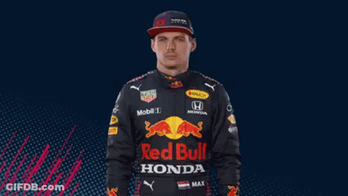 Man In Red Bull Racing Jacket And Hat GIF