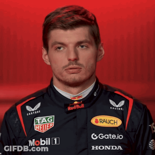 Man In Red Bull Racing Jacket With Tag Heuer Logo GIF