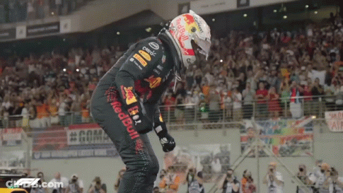Man In Red Bull Shirt Holding Steering Wheel Over Face GIF
